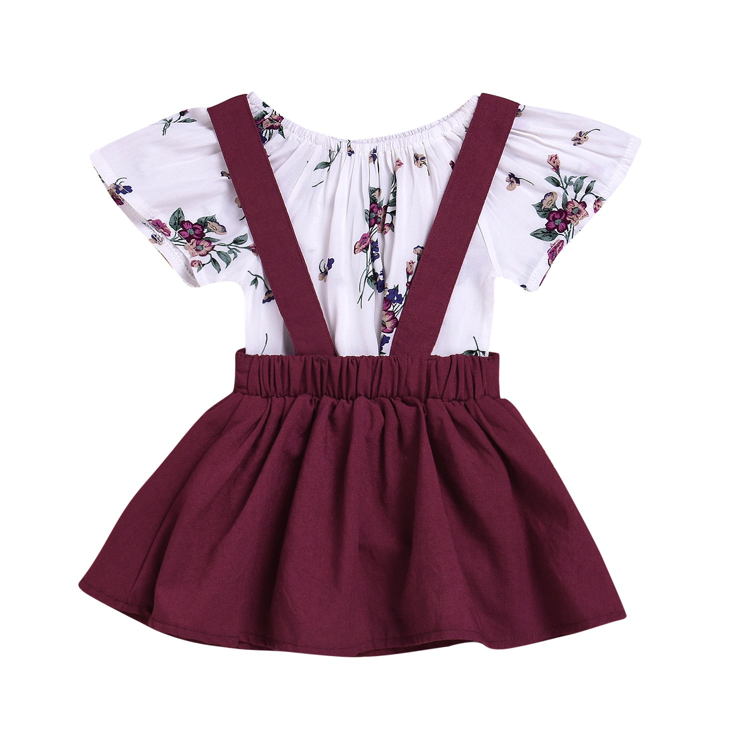 2018 Toddler Kids Baby Girls Floral Romper +Suspender Skirt Overalls 2 ...