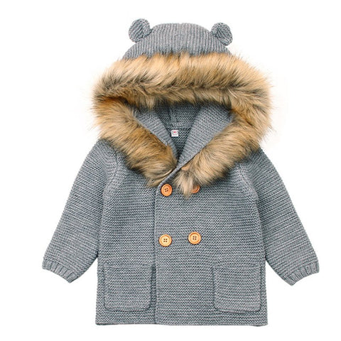 2018 baby girls winter coat Removable Fur Baby Knit Cardigan Infantil ...