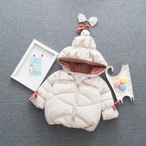 Baby Winter Coat Girl Warm Cotton Jacket Pointed Hat Bow Thick Bread Cotton Coat Jacket Girl Fur Collar Hooded Coat Jacket