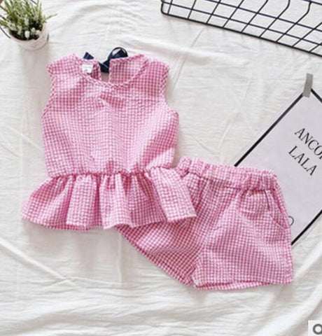 Baby girl summer clothes Sleeveless Striped T-shirt+Shorts 2Pcs Girls ...