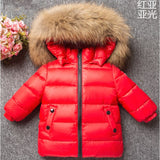 Children Down Jacket for Boys 2018 Russia Winter Raccoon Fur Coll Kids 1-6Y Warm Outwe Snow Co for Girls Hooded Snowsuit