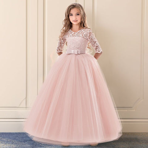 girls long lace dress