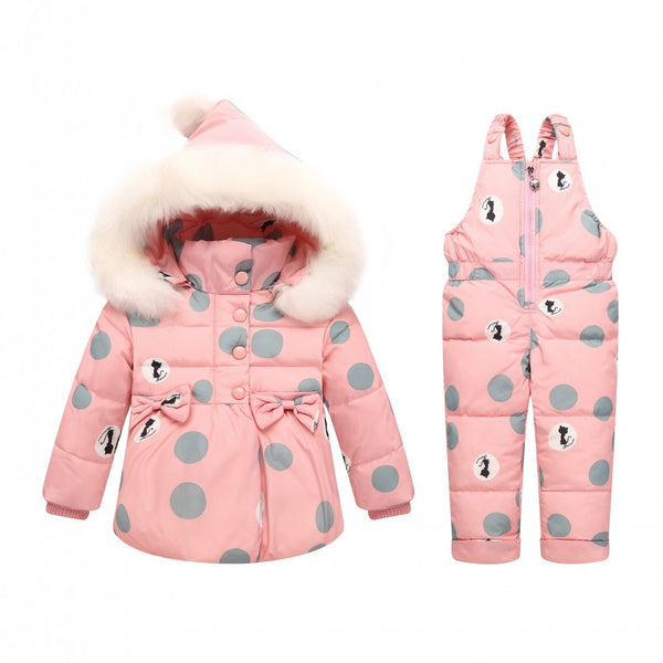 New Children Clothing Kids Baby girl 2 3 4 fur hooded Jacket+overalls ...