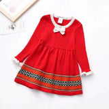 Spring Autumn Winter Knitted Baby Girls Dress Solid Color Long Sleeve Children Clothes For Kids Dresses Year Clothing 2023