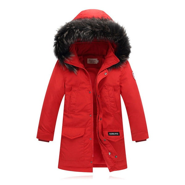 Winter Boy Long Duck Fur Coll Down Jacket Children Hooded Thickened Fa ...