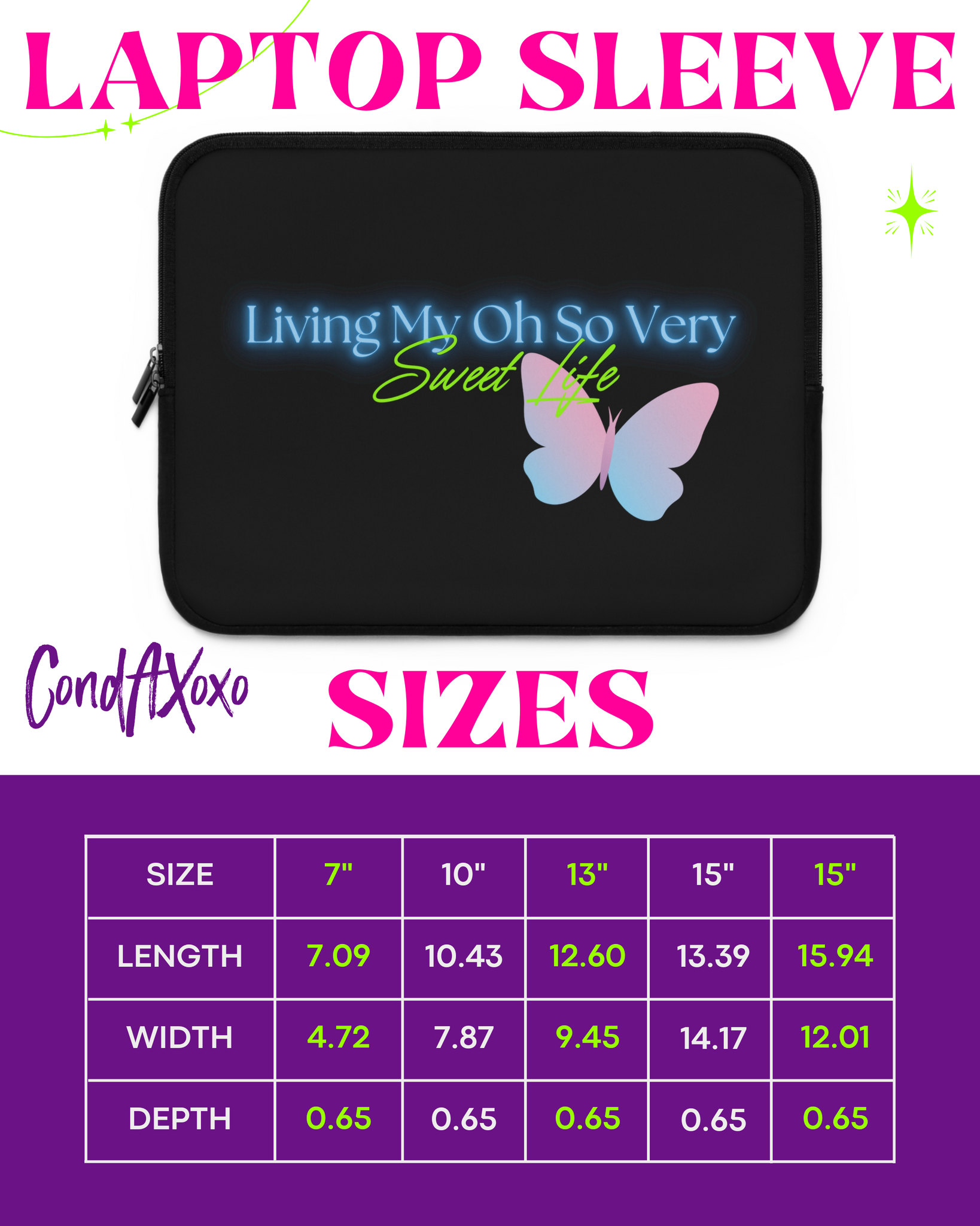 Laptop Sleeve Size Chart