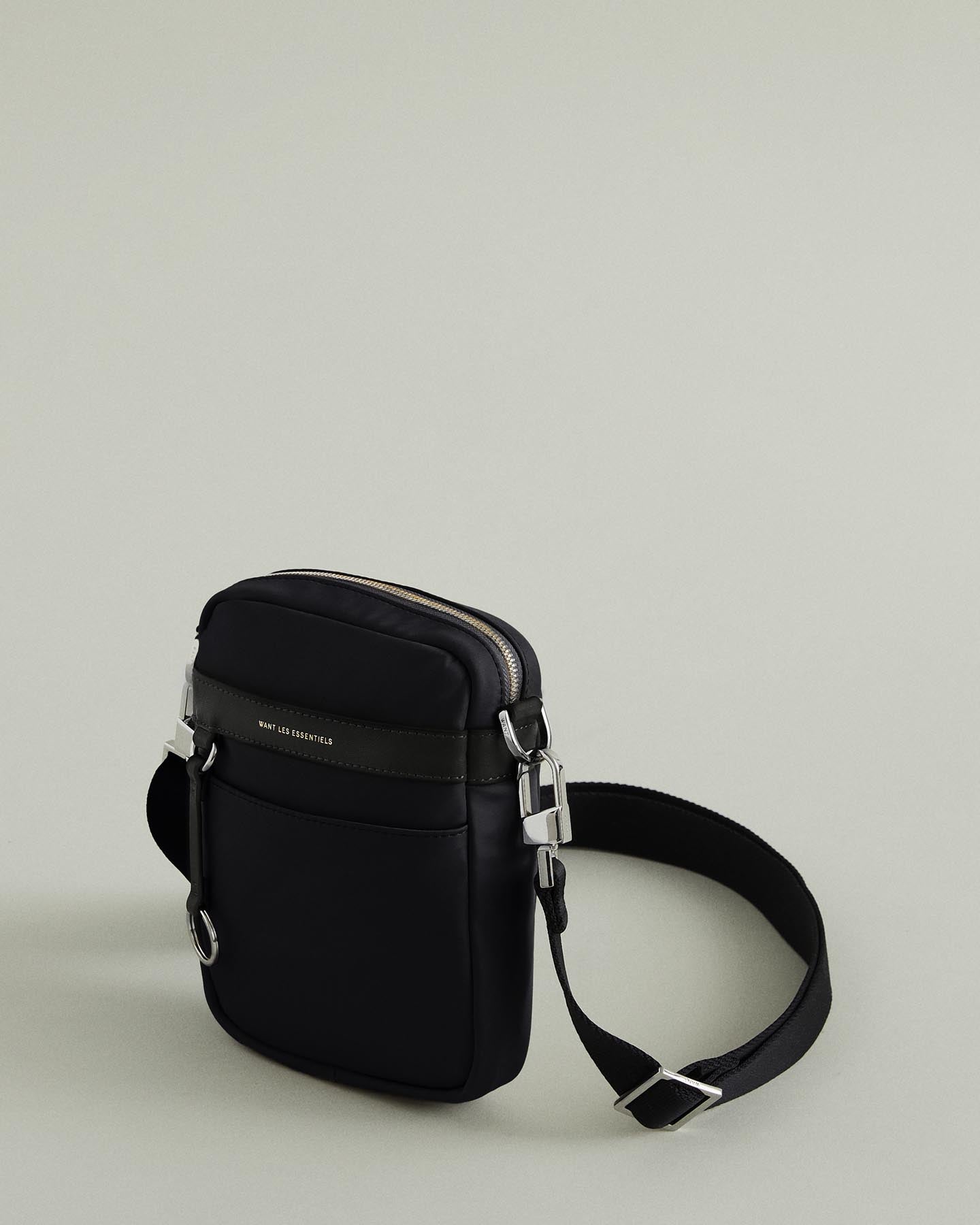 small black nylon crossbody bag