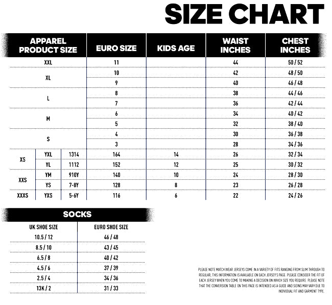 adidas rugby jersey size chart
