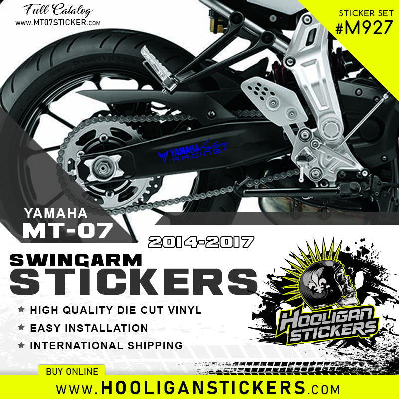 Yamaha Factory Racing Mt 07 Custom Swingarm Sticker M927 Hooligan Stickers