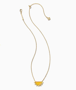 KENDRA SCOTT-Sienna Gold Half Sun Pendant Necklace in Citrus Kyocera Opal. 9608801826
