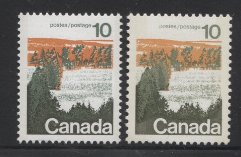 Type 1 and 2 Versions of the 10c Forest stamp of the 1972-1978 Caricature Issue of Canada