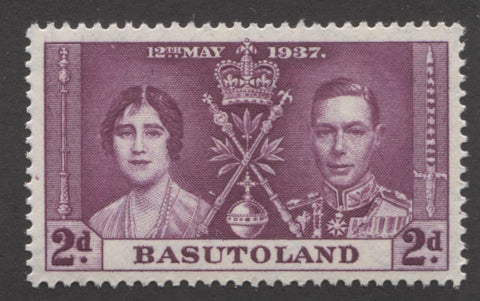 The 2d plum 1937 Coronation stamp from Basutoland