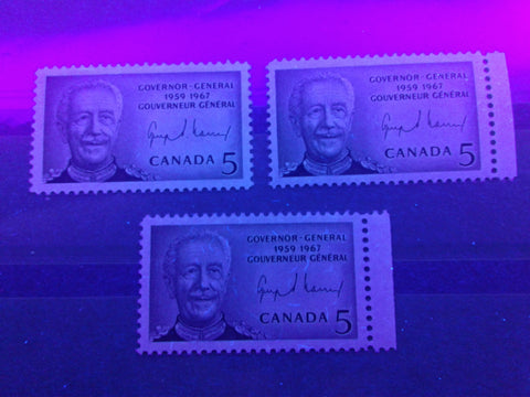 Fluorescent papers on the 1967 Vanier Memorial Issue of Canada