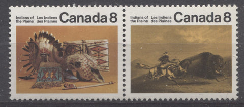 The 1972 Plains Indians stamps of Canada depicting buffalo chase and artifacts
