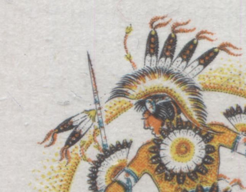 Normal feathers on the 1972 Plains Indians Sun Dance stamp of Canada