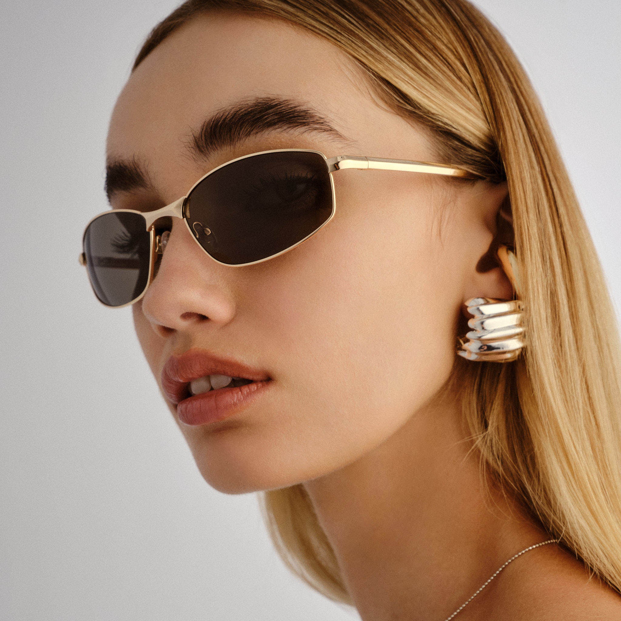 Le Specs Star Beam In Bright Gold Khaki Mono