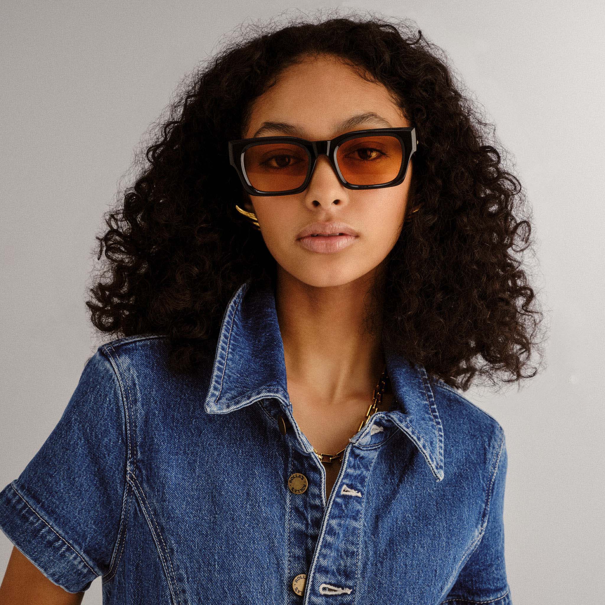 Le Specs Shmood In Black Amber Tint