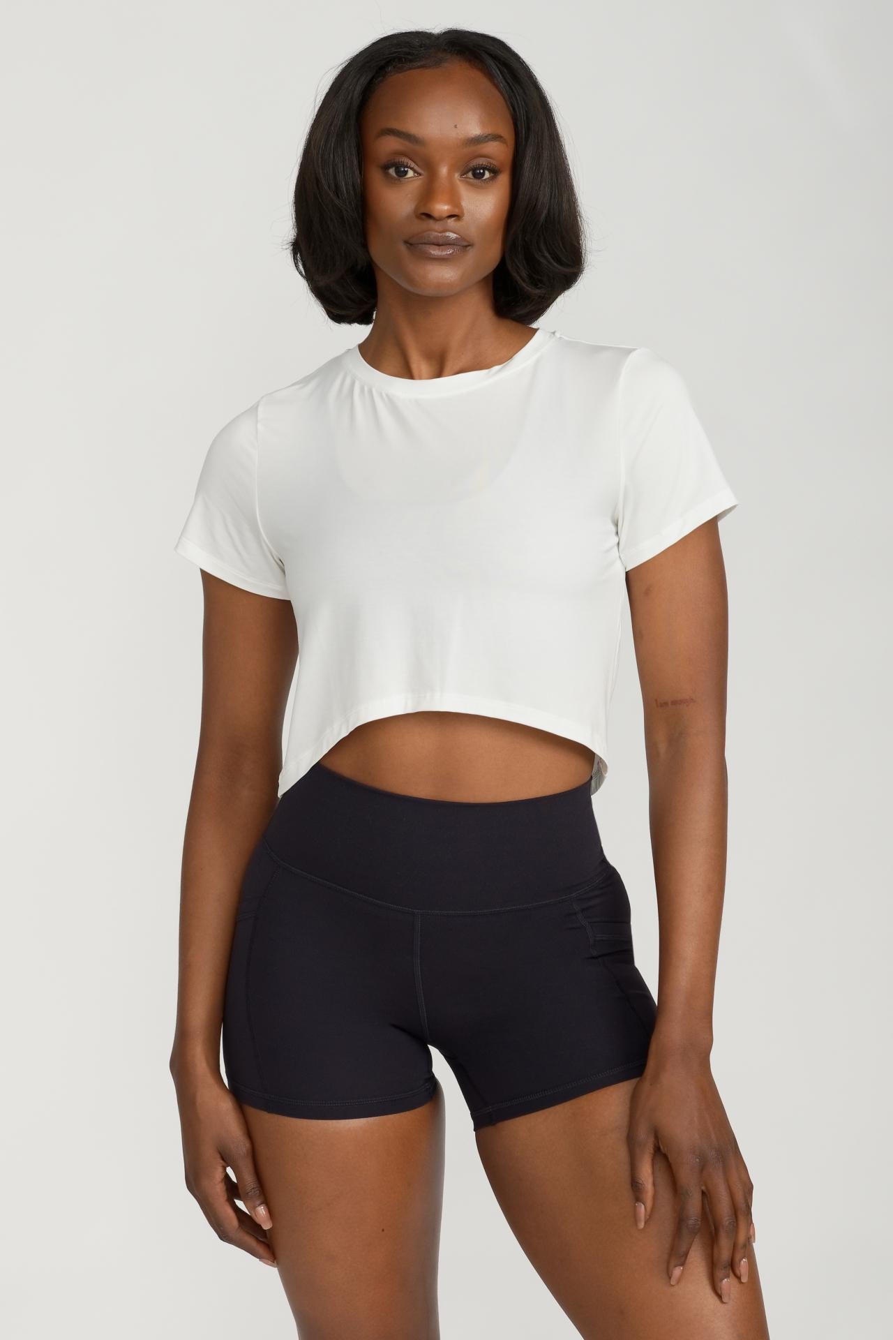 Long Sleeve Fitted Crop Top in Blueprint