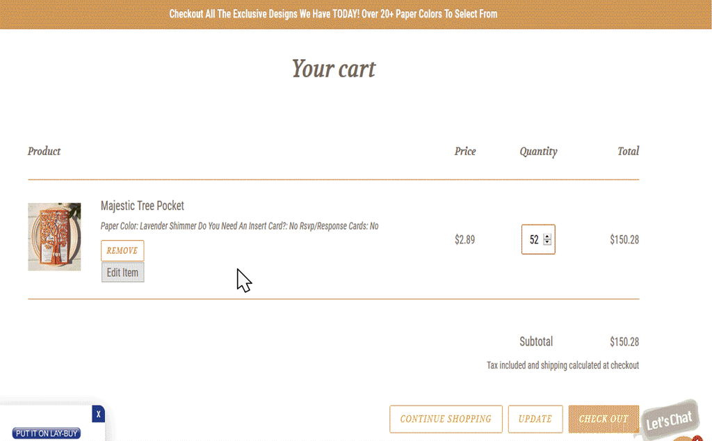 edit in cart page