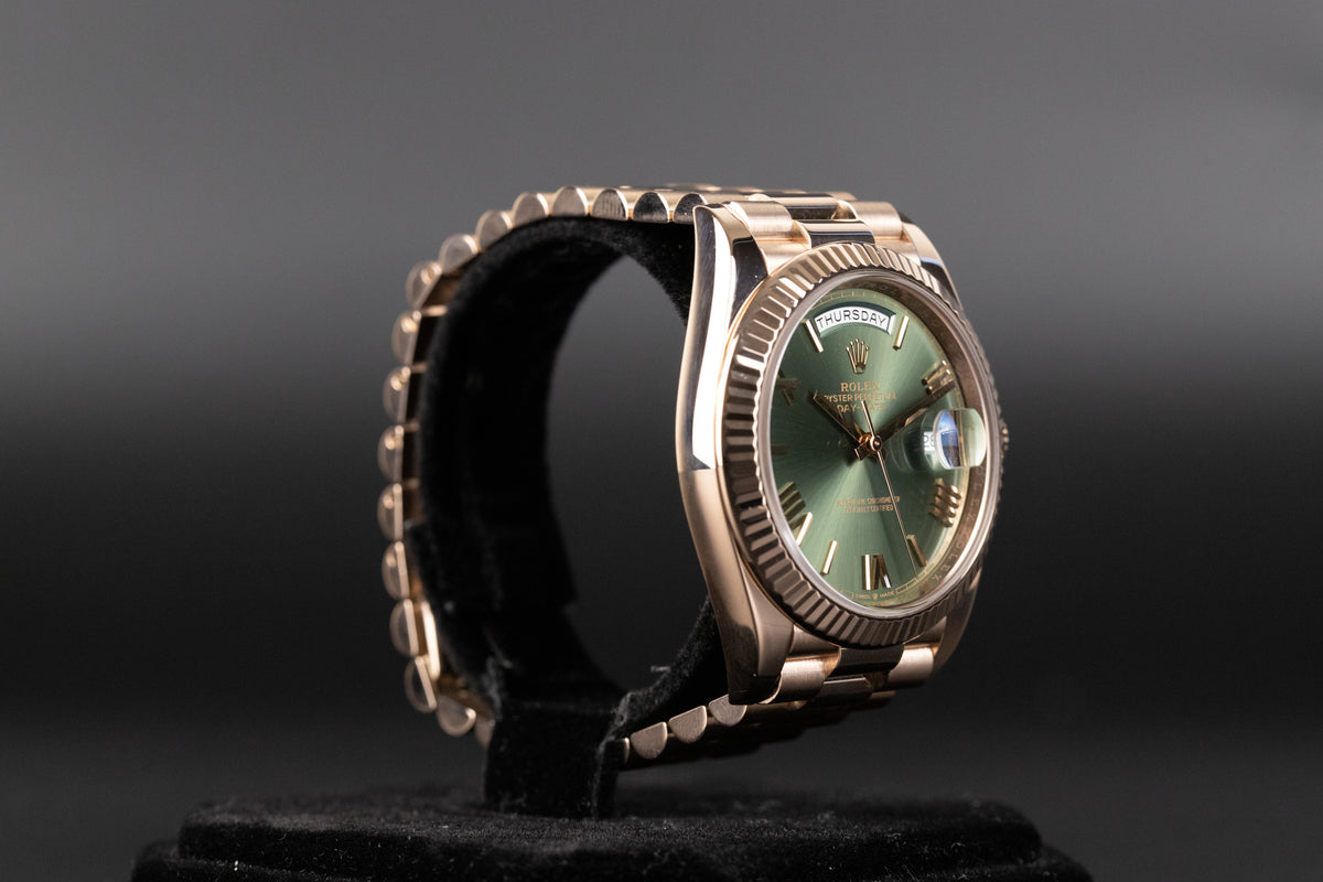 Rolex228235 DayDate 40 Olive Green Dial – Newport Watch Club