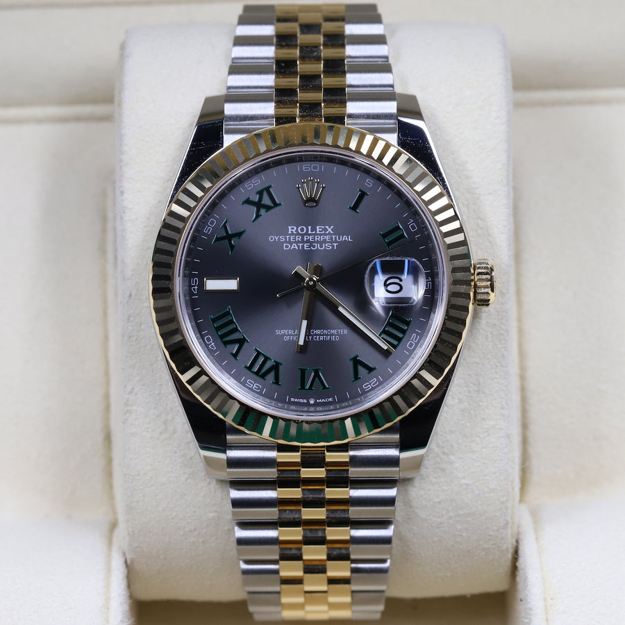 Rolex 126333 Datejust 41 18k/SS Slate Green Roman Numeral 'Wimbledon ...