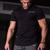 Bodybuilding Training Curved Hem Skinny T Shirt