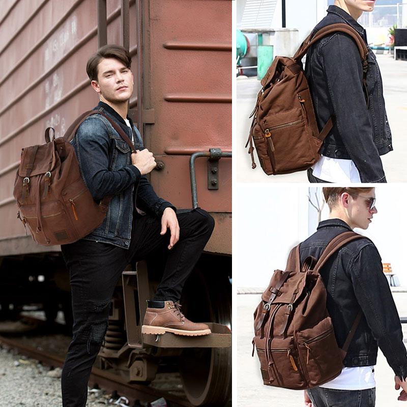 Classic Vintage Canvas Leather Backpack | Pampas Fox Fitness