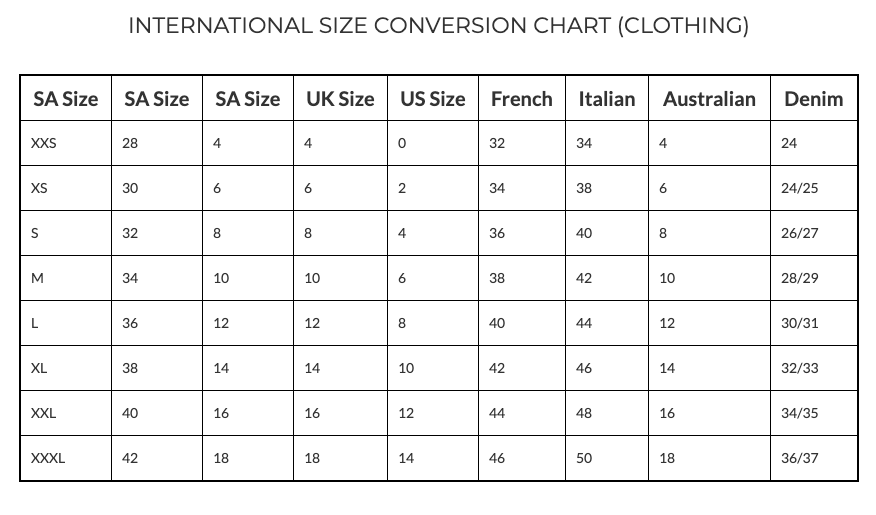Shoe Size Conversion Chart South Africa