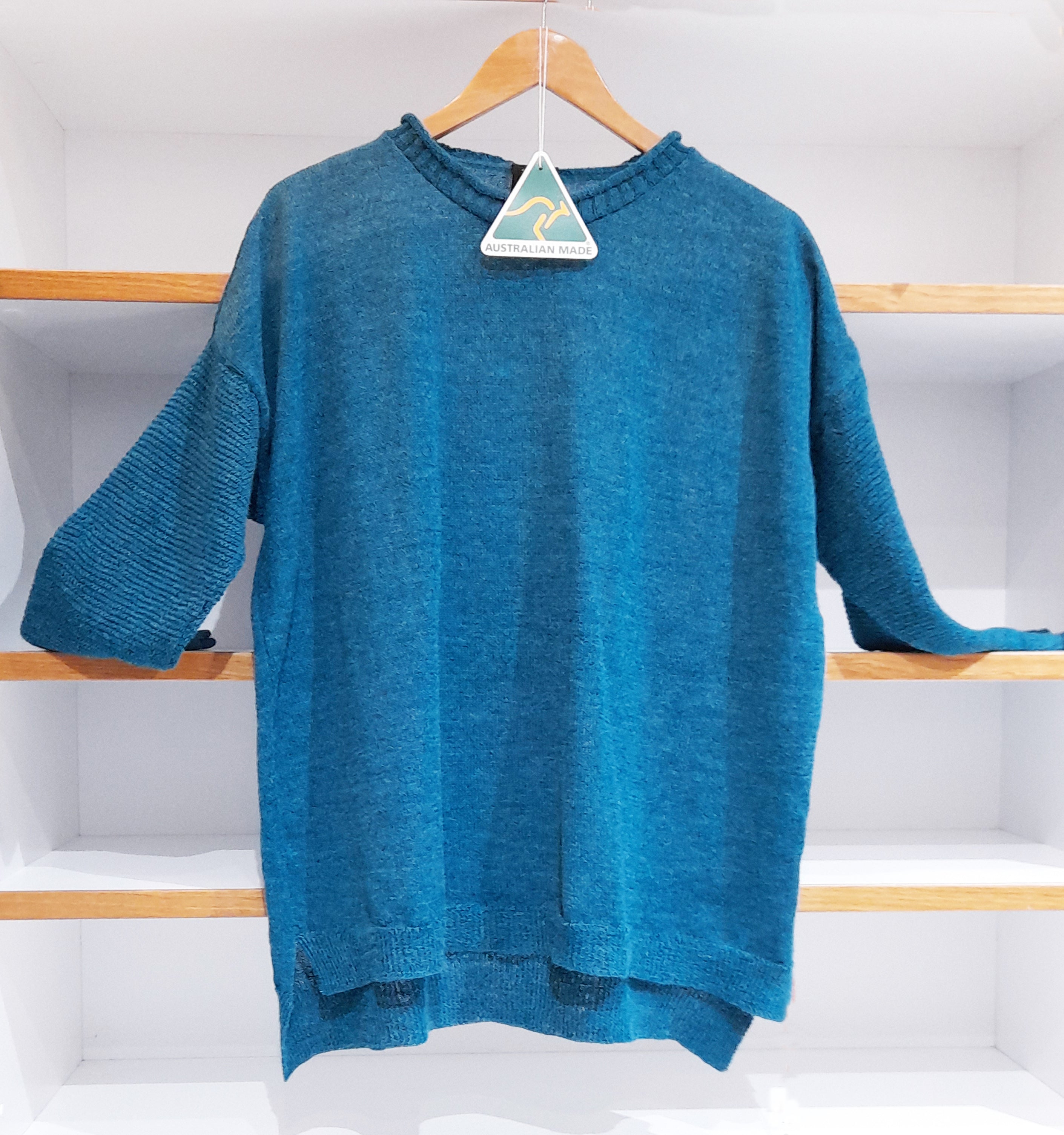 Alpaca Basic Solid Shoulder Sweater Oversized Turquoise