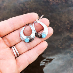 silver and Amazonite teardrop earrings