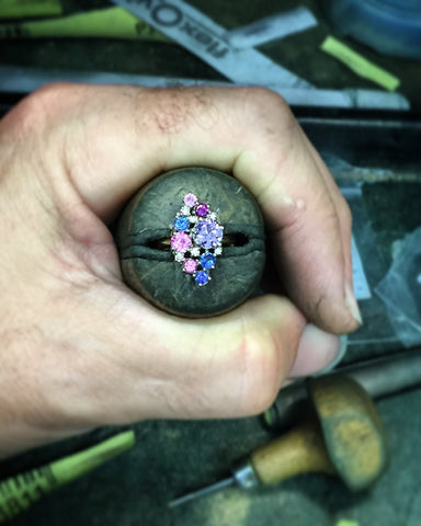 jewellery sapphire ring in the making handmade brisbane queensland Australia Designer