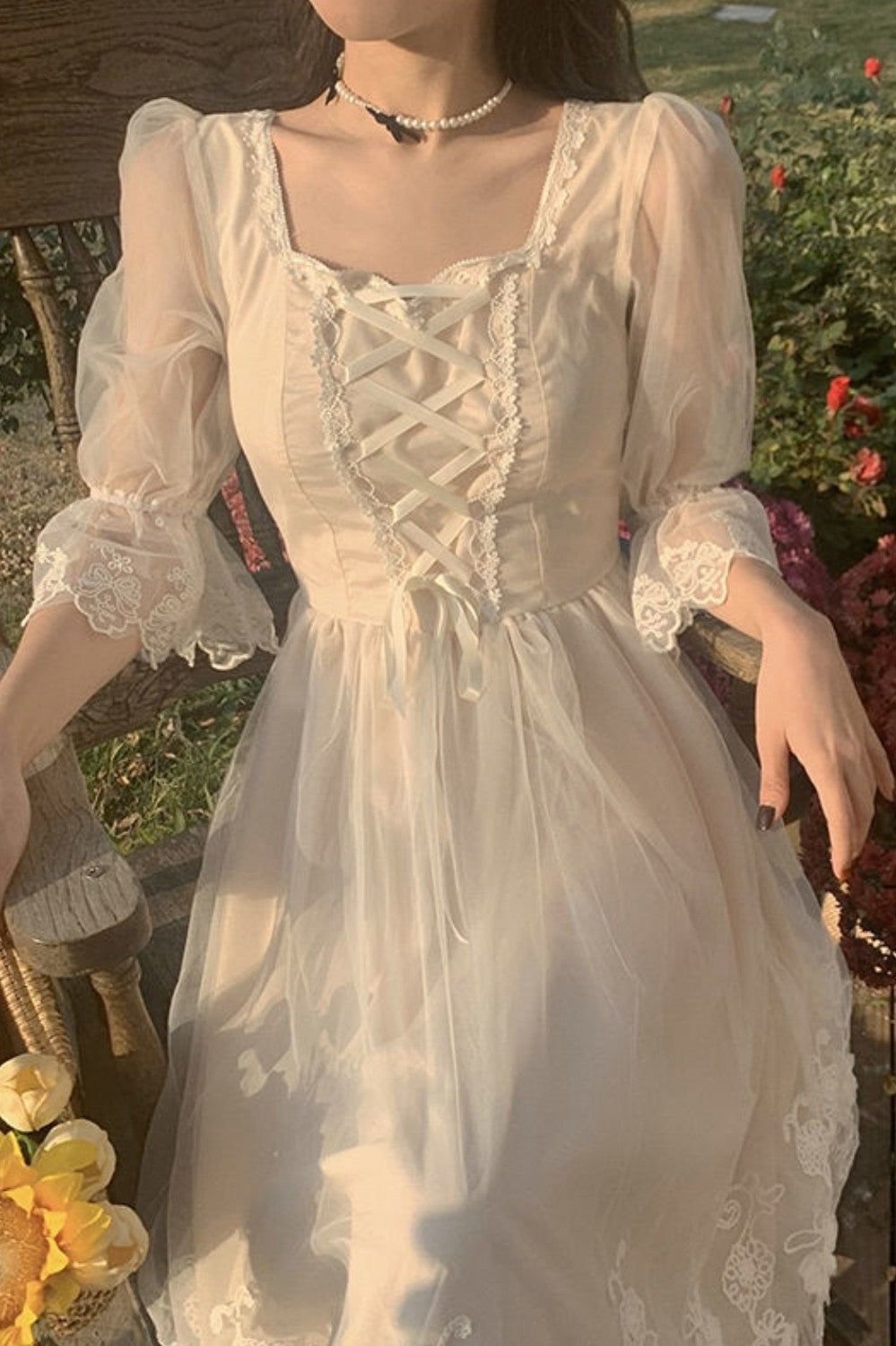 Vintage Fairytale White Lace Ruffle Sweet Lolita Dress – sunifty