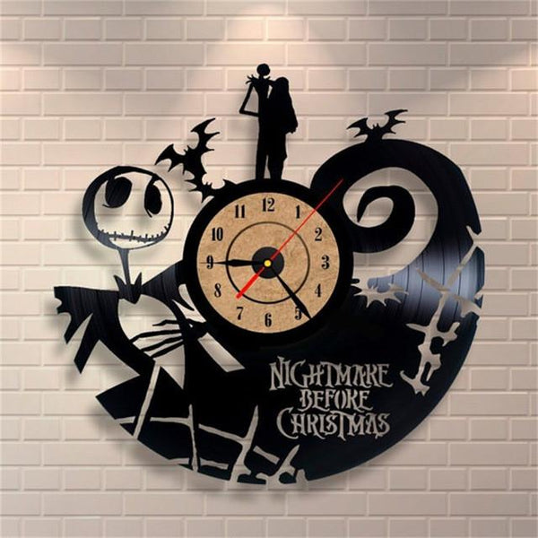 2016 Vinyl Record CD Wall Clock Antique Style Nightmare Before Christmas Film Theme Art Clock Quartz Watch Saat Home Decor