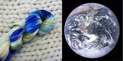 hand dyed yarn blue marble earth outer space planet