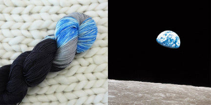 hand dyed yarn earthrise earth moon space