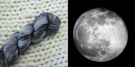 hand dyed yarn the moon Luna outer space gray