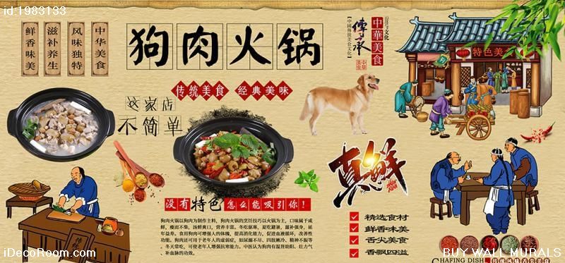 Dog Meat Hot Pot Background Wall 1983133