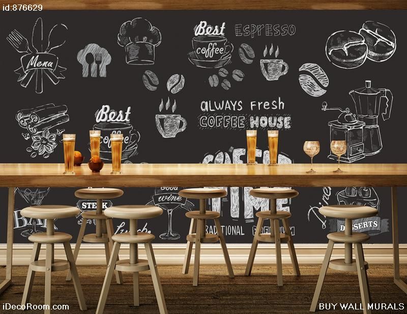 Hd Hand-Painted Coffee Dessert Background Wall 876629