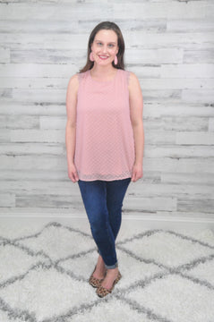 Light Mauve Swiss Dot Tank -- XS-L