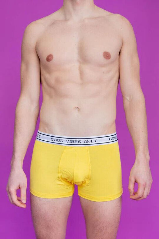 POP Underwear Bamboo Boxer Long Hypoallergenic  GOOD VIBES ONLY  Yellow 2  —