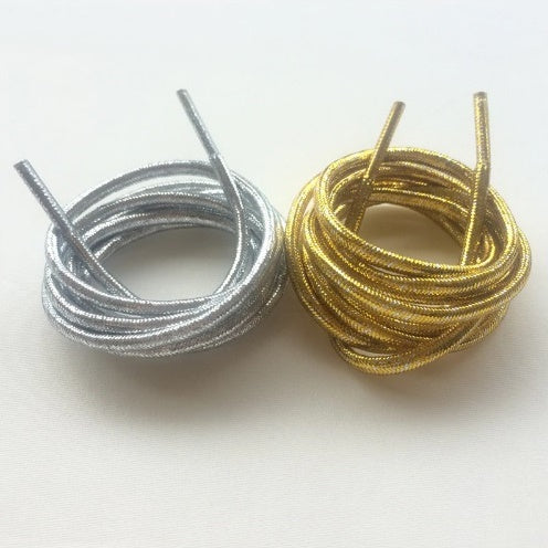 Gold and silver metallic shoelaces 