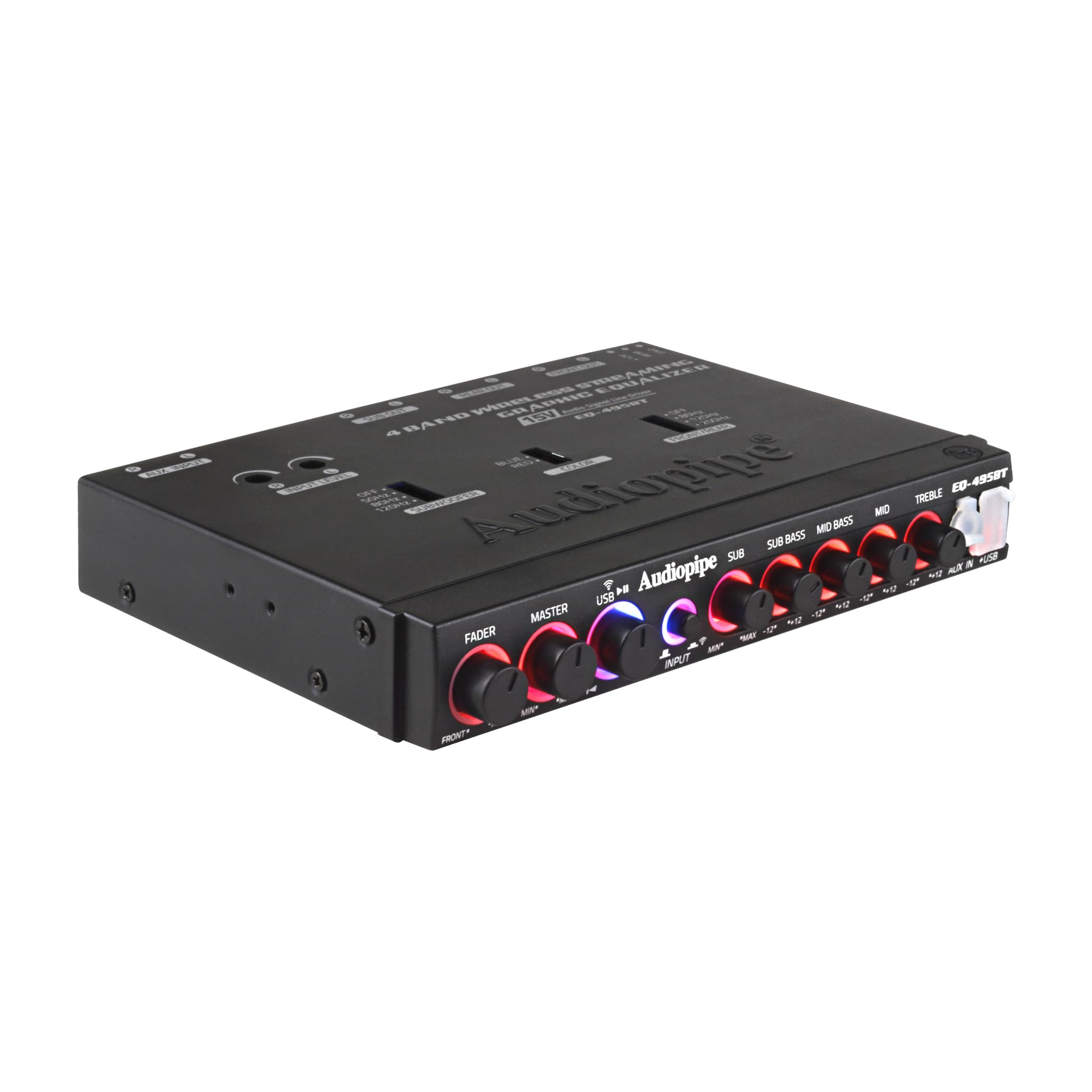 Audiopipe Water Resistant 4Band 15V Half-Din Wireless Streaming Equalizer