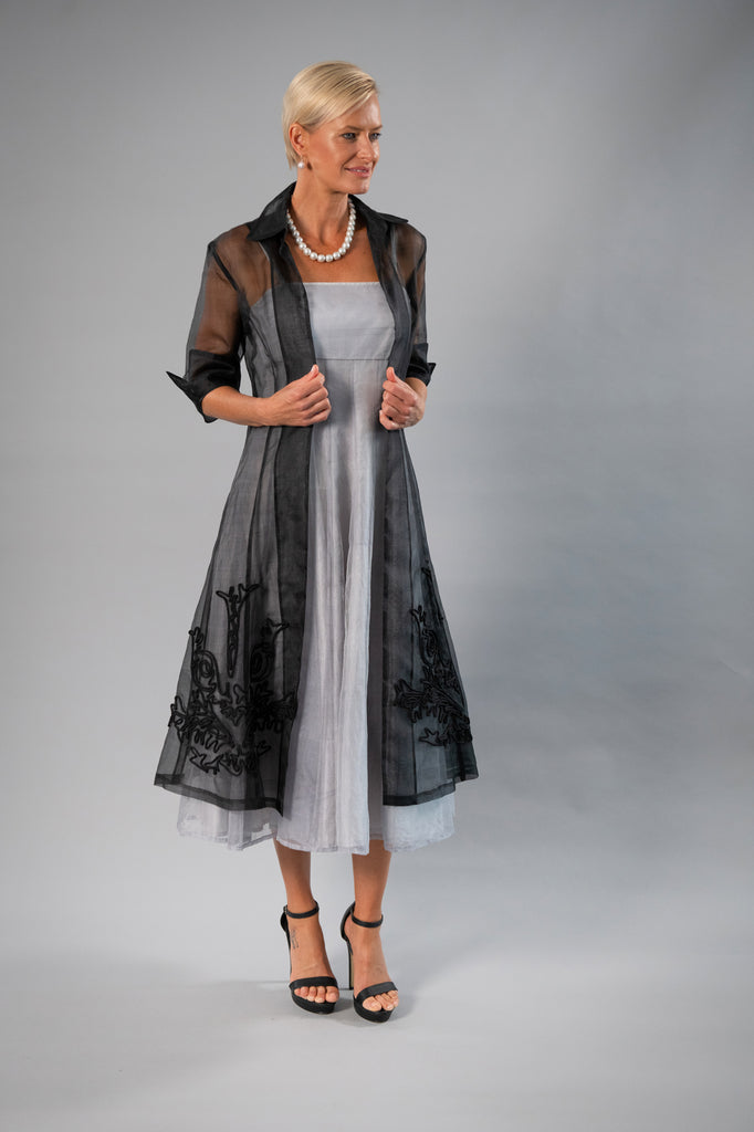 Living Silk US - Tea Length Dress Silver - Mother of Bride & Groom ...