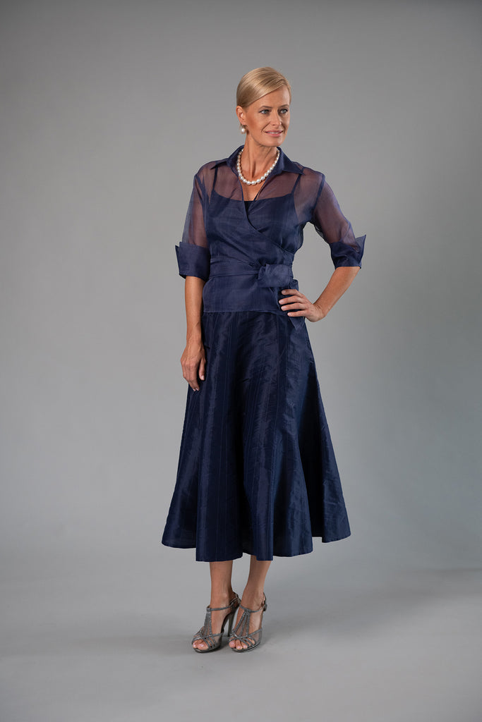 Living Silk US - Organza Classic Wrap Shirt Navy - Mother of Bride and ...