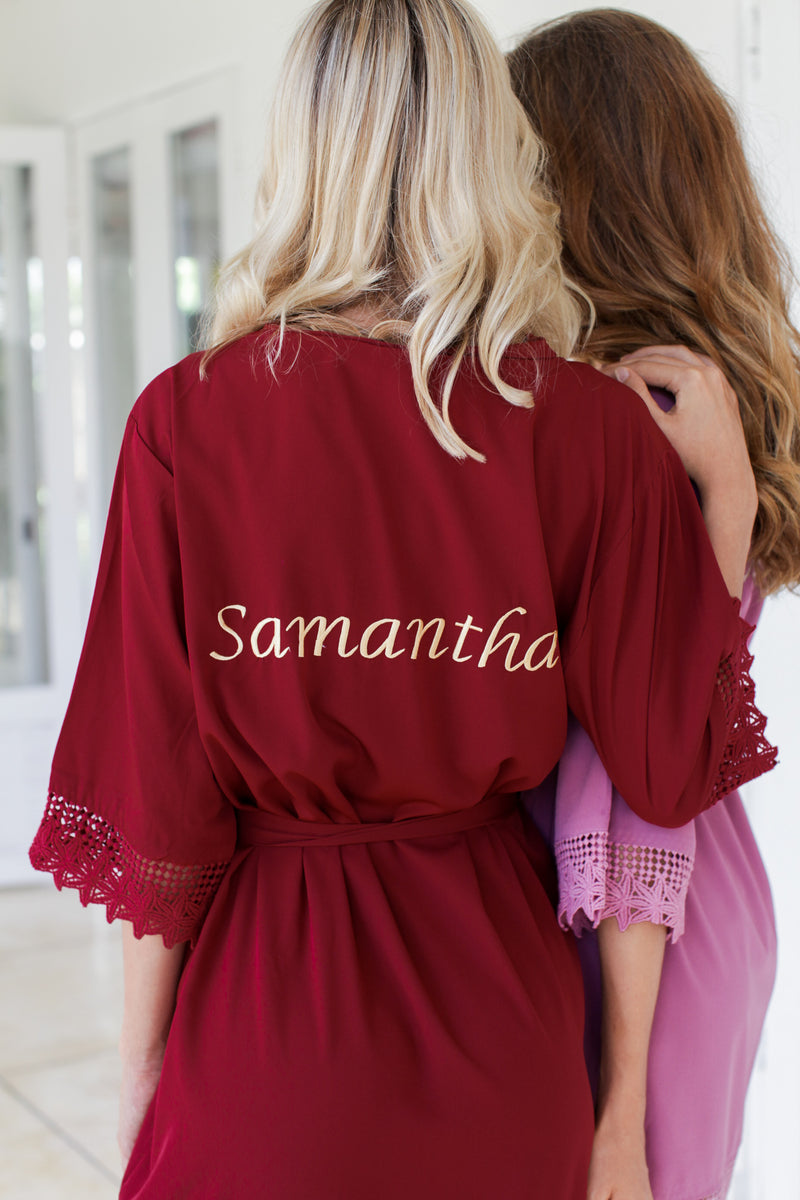 burgundy bridesmaid robe