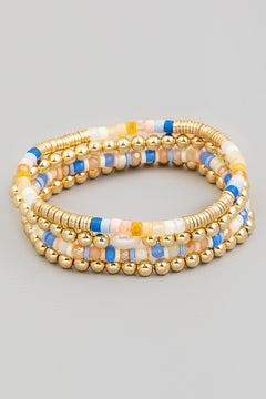 Blue Mixed Beaded Bracelet Set