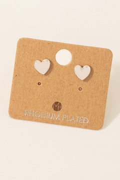 Silver Mini Heart Stud Earrings