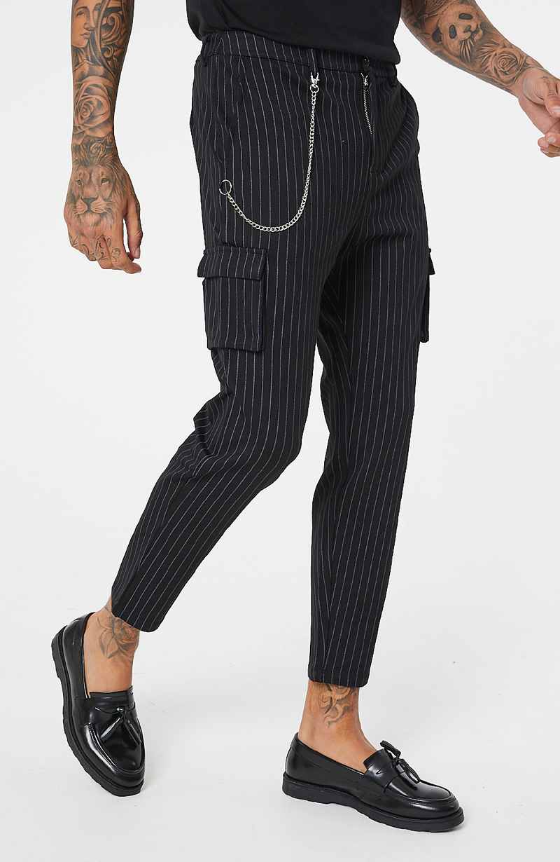 pinstripe cargo trousers