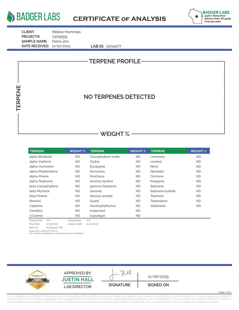 COA - FelineZen for Batch #33301300Z - page 2