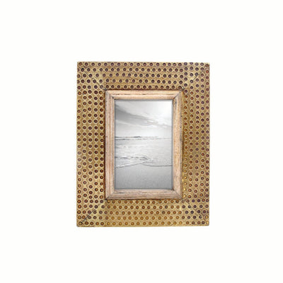 4 x 6 inch Decorative Distressed Wood Picture Frame with Nail Accents -  Holds 3 4x6 Photos - Foreside Home & Garden